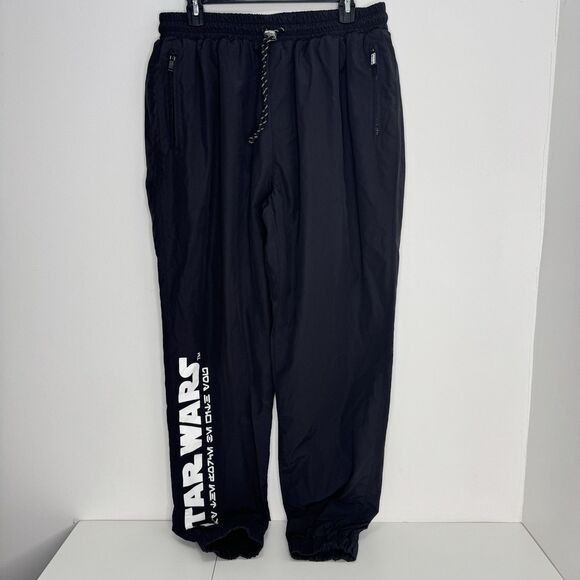 Disney Star Wars Black Track Pants Jogger Elastic Waist Sz L Organic Cotton Blnd - Picture 3 of 8
